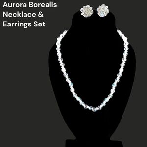 Aurora Borealis Necklace & Earrings Set PRISTINE CONDITION